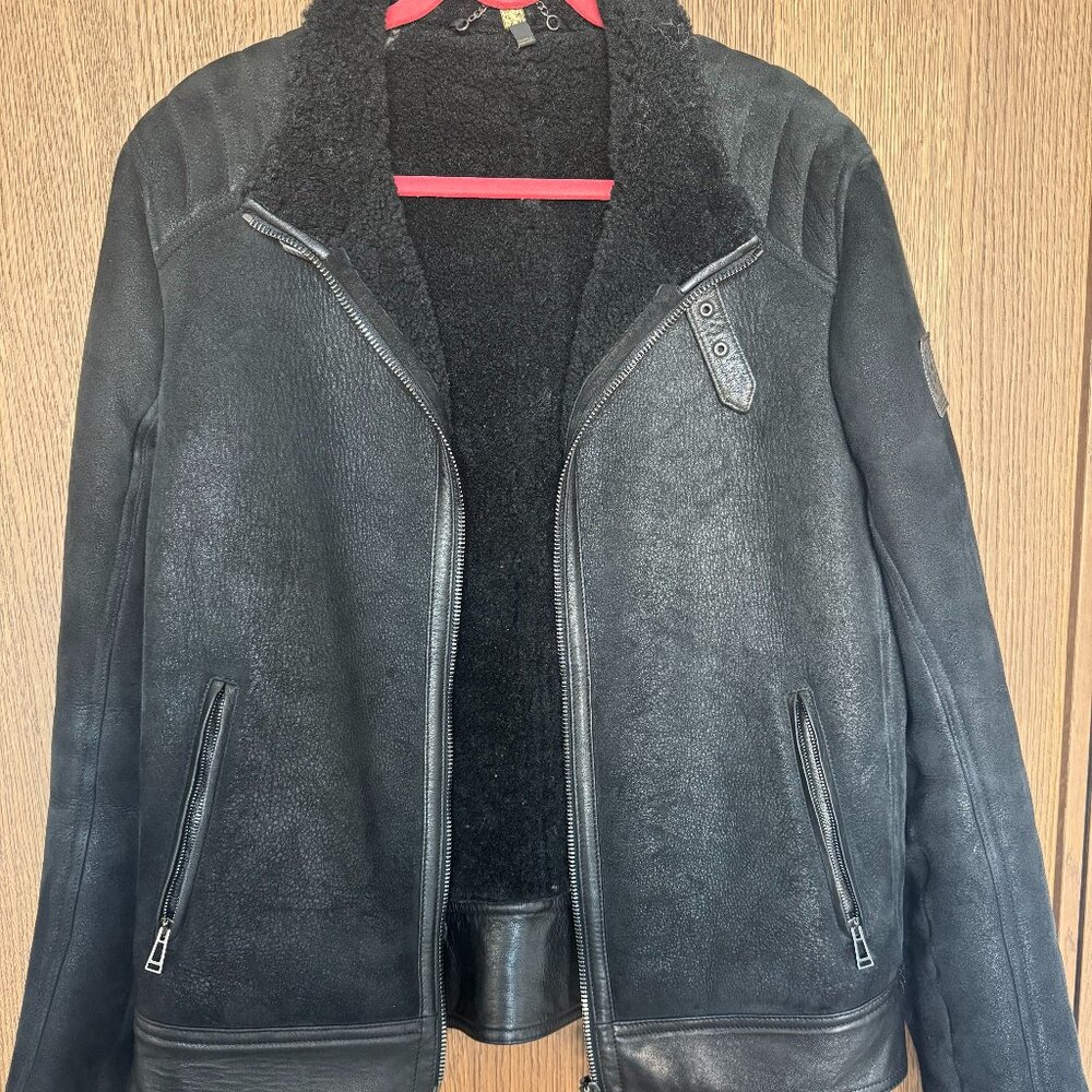 Belstaff Mens Black Shearling Coat